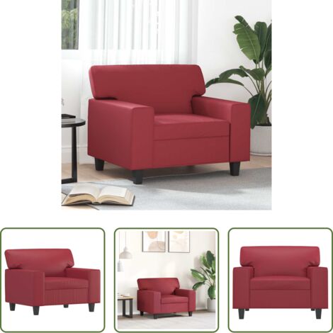 vidaXL Sillón moderno -  Sillón cuero sintético rojo tinto 60 cm