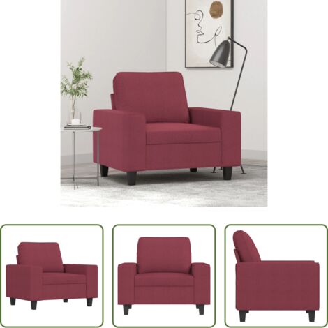vidaXL Sillón moderno -  Sillón de tela rojo tinto 60 cm