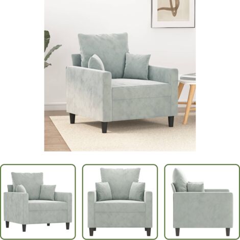 vidaXL Sillón moderno -  Sillón de terciopelo gris claro 60 cm