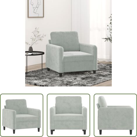 vidaXL Sillón moderno -  Sillón de terciopelo gris claro 60 cm