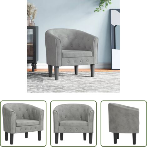 vidaXL Sillón moderno -  Sillón de terciopelo gris claro