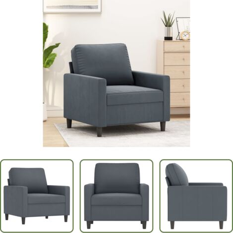 vidaXL Sillón moderno -  Sillón de terciopelo gris oscuro 60 cm