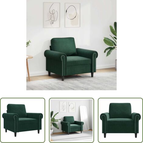 vidaXL Sillón moderno -  Sillón de terciopelo verde oscuro 60 cm