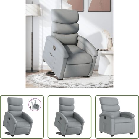 vidaXL Sillón para mayores -  Sillón reclinable elevable de tela gris claro