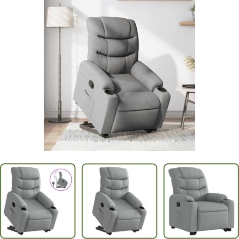 vidaXL Sillón para mayores -  Sillón reclinable elevable de tela gris claro
