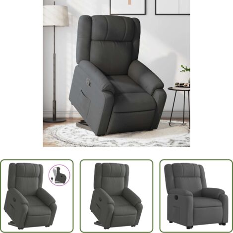 vidaXL Sillón para mayores -  Sillón reclinable elevable de tela gris oscuro