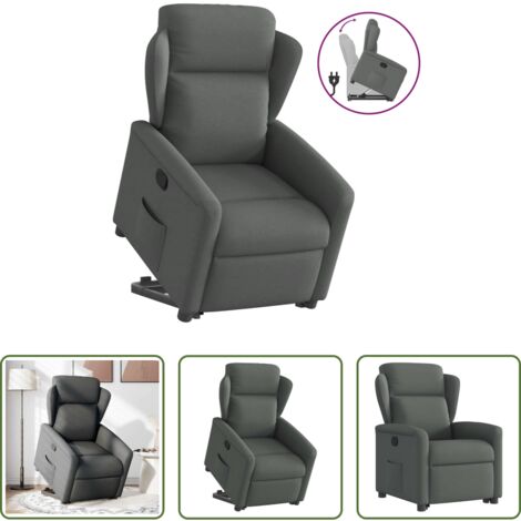 vidaXL Sillón para mayores -  Sillón reclinable elevable de tela gris oscuro