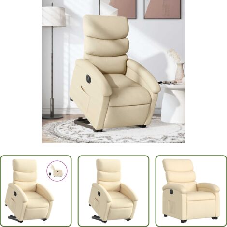 vidaXL Sillón para personas mayores -  Sillón eléctrico reclinable elevable de tela color crema