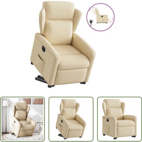 vidaXL Sillón para personas mayores -  Sillón eléctrico reclinable elevable de tela color crema