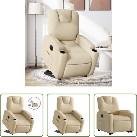 vidaXL Sillón para personas mayores -  Sillón eléctrico reclinable elevable de tela color crema