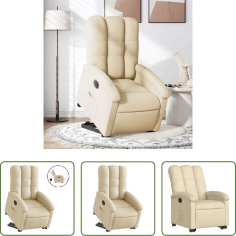 vidaXL Sillón para personas mayores -  Sillón eléctrico reclinable elevable de tela color crema