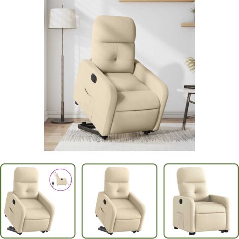 vidaXL Sillón para personas mayores -  Sillón eléctrico reclinable elevable de tela color crema