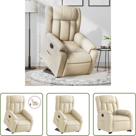vidaXL Sillón para personas mayores -  Sillón eléctrico reclinable elevable de tela color crema