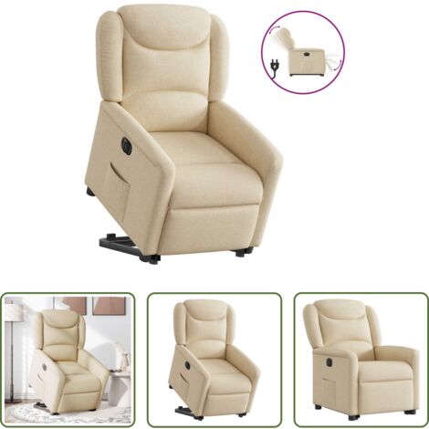 vidaXL Sillón para personas mayores -  Sillón eléctrico reclinable elevable de tela color crema