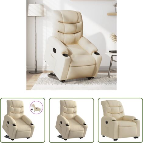 vidaXL Sillón para personas mayores -  Sillón eléctrico reclinable elevable de tela color crema
