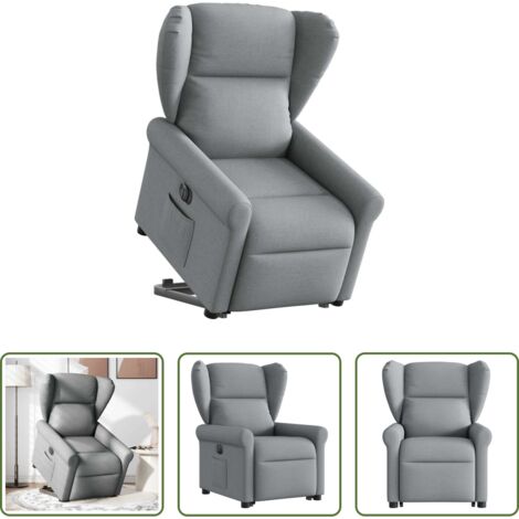 vidaXL Sillón para personas mayores -  Sillón eléctrico reclinable elevable de tela gris claro