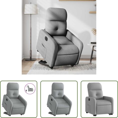 vidaXL Sillón para personas mayores -  Sillón eléctrico reclinable elevable de tela gris claro