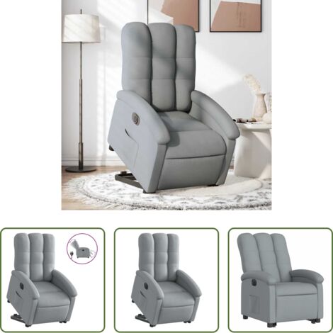 vidaXL Sillón para personas mayores -  Sillón eléctrico reclinable elevable de tela gris claro