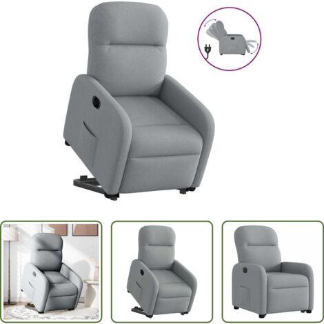 vidaXL Sillón para personas mayores -  Sillón eléctrico reclinable elevable de tela gris claro