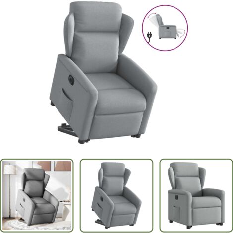 vidaXL Sillón para personas mayores -  Sillón eléctrico reclinable elevable de tela gris claro
