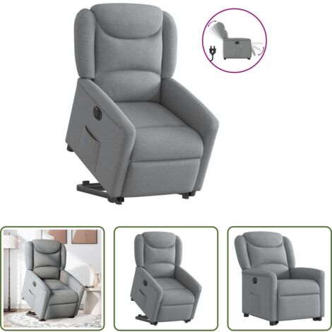 vidaXL Sillón para personas mayores -  Sillón eléctrico reclinable elevable de tela gris claro