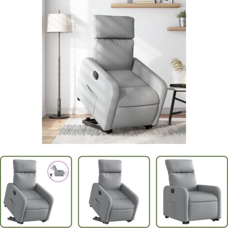 vidaXL Sillón para personas mayores -  Sillón eléctrico reclinable elevable de tela gris claro