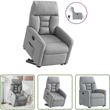 vidaXL Sillón para personas mayores -  Sillón eléctrico reclinable elevable de tela gris claro