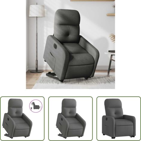vidaXL Sillón para personas mayores -  Sillón eléctrico reclinable elevable de tela gris oscuro