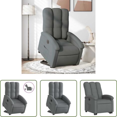 vidaXL Sillón para personas mayores -  Sillón eléctrico reclinable elevable de tela gris oscuro