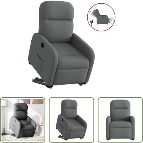 vidaXL Sillón para personas mayores -  Sillón eléctrico reclinable elevable de tela gris oscuro