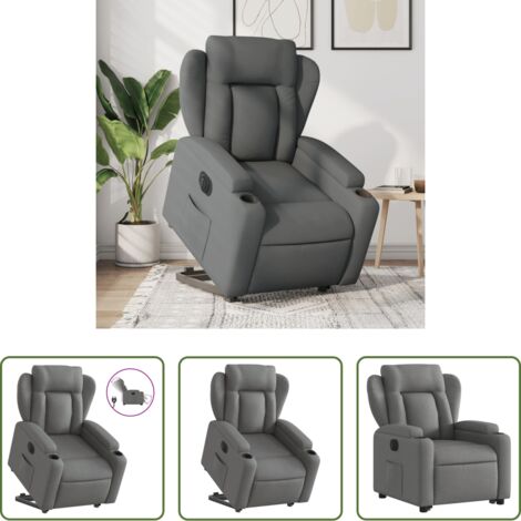 vidaXL Sillón para personas mayores -  Sillón eléctrico reclinable elevable de tela gris oscuro