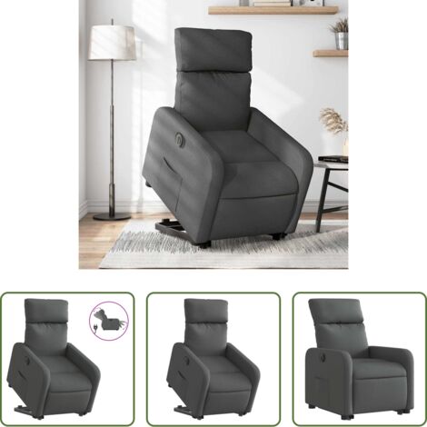 vidaXL Sillón para personas mayores -  Sillón eléctrico reclinable elevable de tela gris oscuro