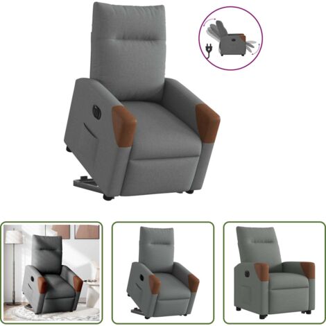 vidaXL Sillón para personas mayores -  Sillón eléctrico reclinable elevable de tela gris oscuro