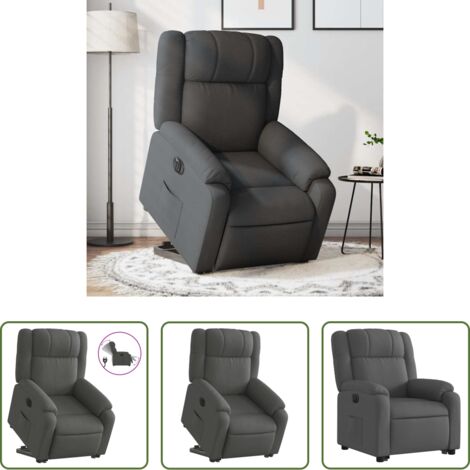 vidaXL Sillón para personas mayores -  Sillón eléctrico reclinable elevable de tela gris oscuro