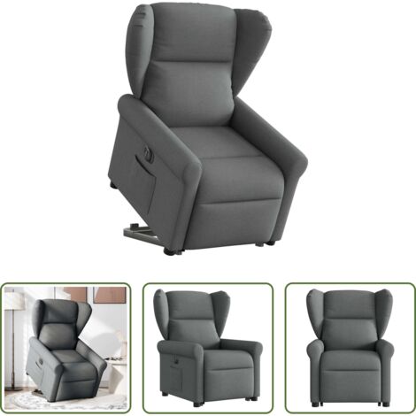 vidaXL Sillón para personas mayores -  Sillón eléctrico reclinable elevable de tela gris oscuro