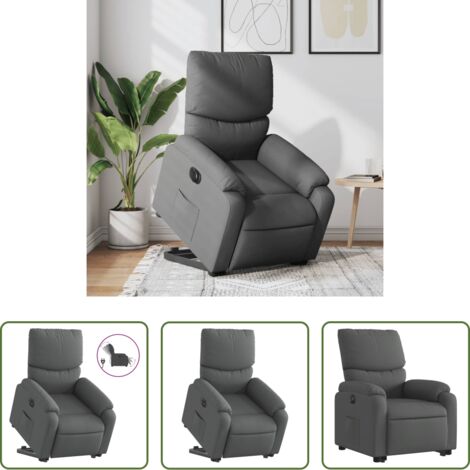 vidaXL Sillón para personas mayores -  Sillón eléctrico reclinable elevable de tela gris oscuro