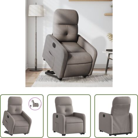 vidaXL Sillón para personas mayores -  Sillón eléctrico reclinable elevable de tela gris taupe