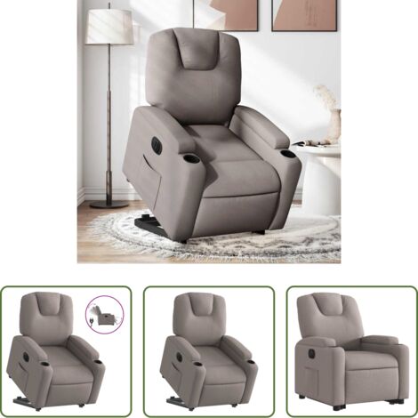 vidaXL Sillón para personas mayores -  Sillón eléctrico reclinable elevable de tela gris taupe