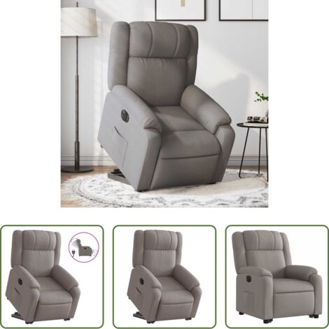 vidaXL Sillón para personas mayores -  Sillón eléctrico reclinable elevable de tela gris taupe