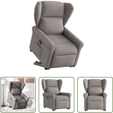 vidaXL Sillón para personas mayores -  Sillón eléctrico reclinable elevable de tela gris taupe