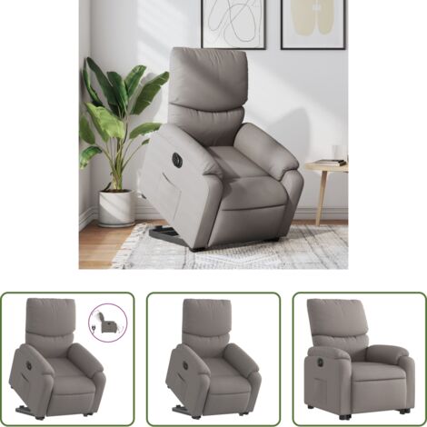 vidaXL Sillón para personas mayores -  Sillón eléctrico reclinable elevable de tela gris taupe