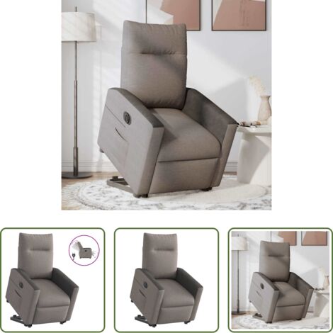 vidaXL Sillón para personas mayores -  Sillón eléctrico reclinable elevable de tela gris taupe