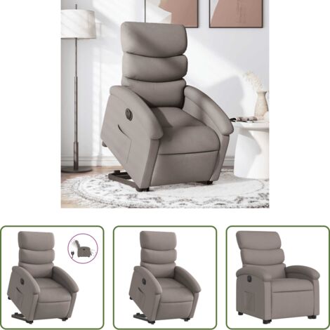 vidaXL Sillón para personas mayores -  Sillón eléctrico reclinable elevable de tela gris taupe