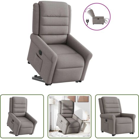 vidaXL Sillón para personas mayores -  Sillón eléctrico reclinable elevable de tela gris taupe