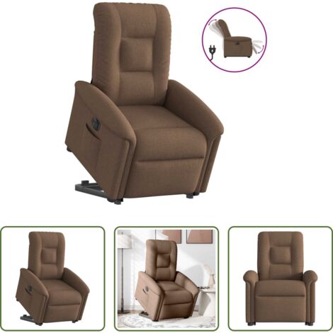 vidaXL Sillón para personas mayores -  Sillón eléctrico reclinable elevable de tela marrón
