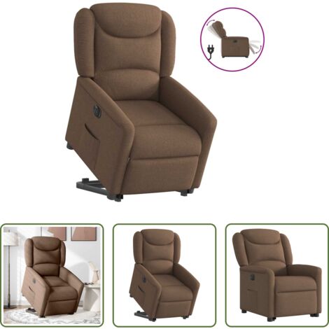 vidaXL Sillón para personas mayores -  Sillón eléctrico reclinable elevable de tela marrón