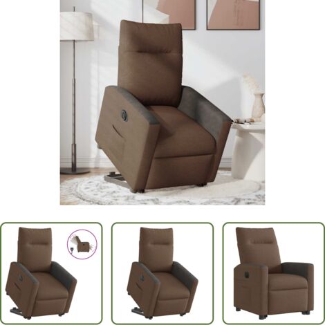 vidaXL Sillón para personas mayores -  Sillón eléctrico reclinable elevable de tela marrón