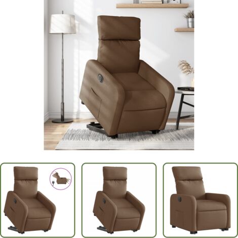 vidaXL Sillón para personas mayores -  Sillón eléctrico reclinable elevable de tela marrón