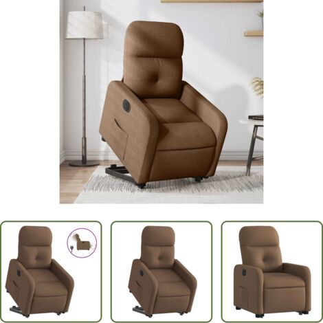 vidaXL Sillón para personas mayores -  Sillón eléctrico reclinable elevable de tela marrón