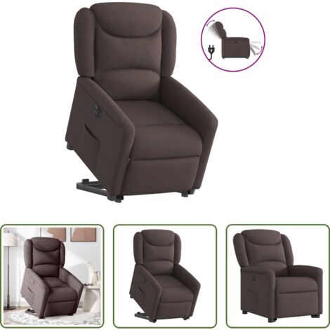 vidaXL Sillón para personas mayores -  Sillón eléctrico reclinable elevable de tela marrón oscuro